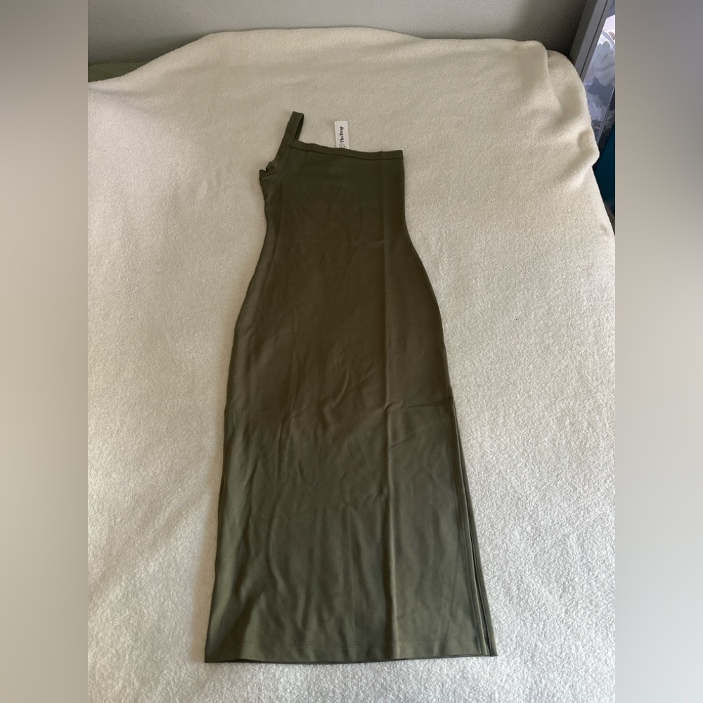 Olive Green One-Shoulder Dress